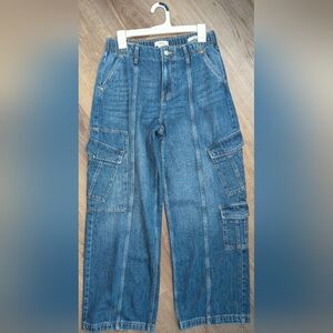 Forever 21 Blue Wide-Leg Cargo Jeans